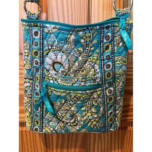Retired Vera Bradley Hipster Crossbody – Teal/Green Floral Paisley Pattern